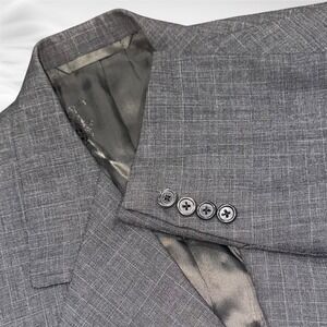 Oxxford Clothes‎ 2 Piece Wool Suit Dk Gray Check Glenplaid  44L W37X32.5 Cuffed